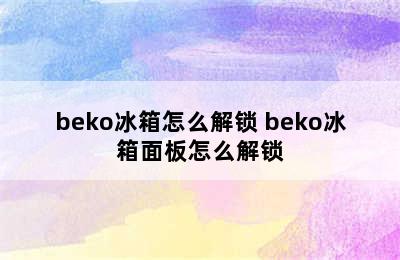 beko冰箱怎么解锁 beko冰箱面板怎么解锁